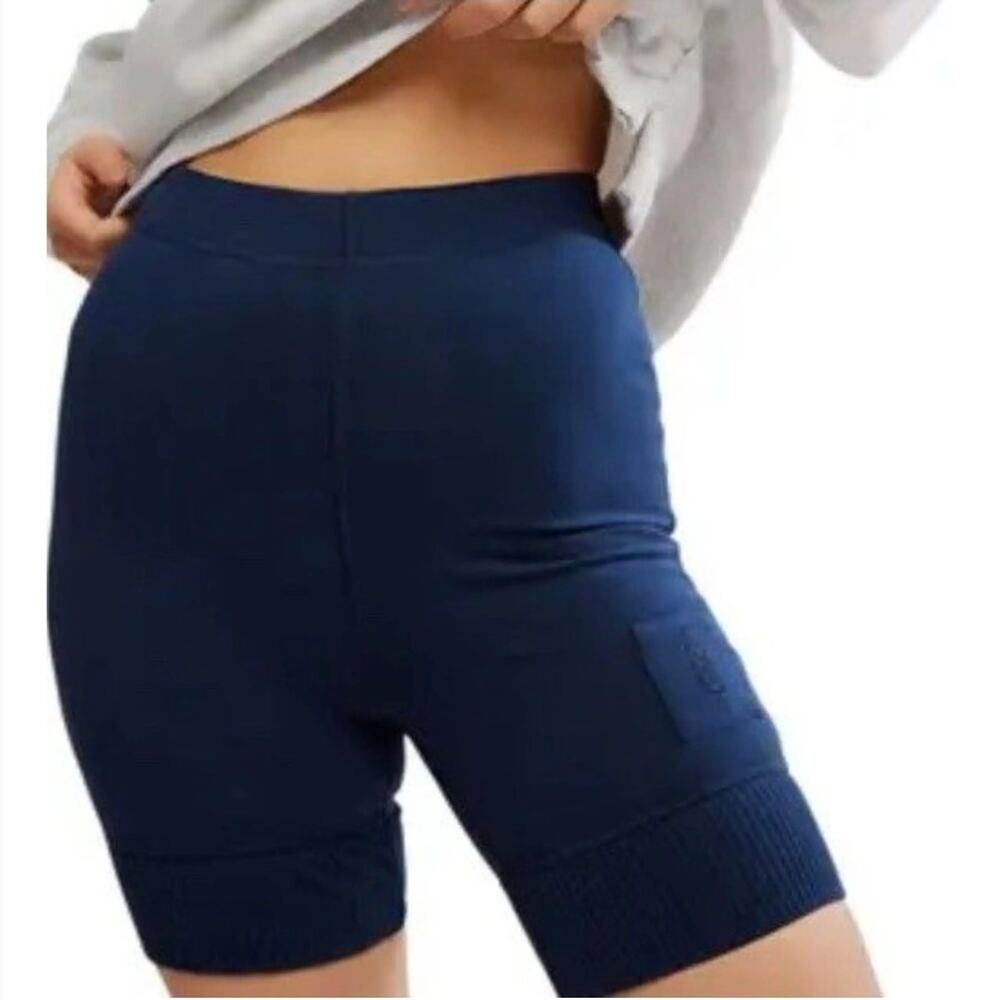 Free People Movement Victory Blue Bike Cotton Blend Shorts New XS